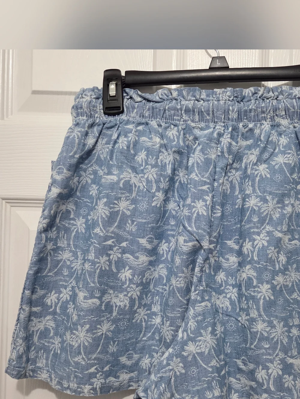 American Eagle Blue Tropical Print Pull-On Cotton Women Beach Shorts Size Large - Picture 8 of 12